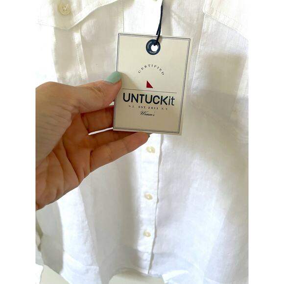UNTUCKit Linen Cotton Button Down Long Sleeve Shirt White Size 16 Plus NEW - Picture 8 of 9